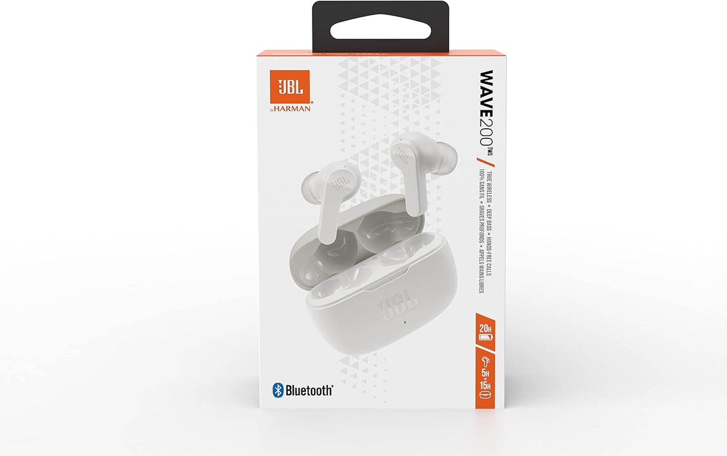 JBL Wave 200 TWS True Wireless Kopfhörer Weiß – Bluetooth In-Ear Earbuds mit Deep Bass Sound, Mikrofon & Ladecase