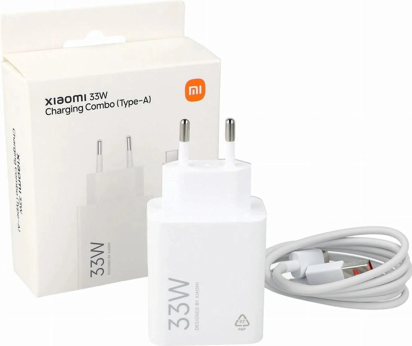 XIAOMI 33W Schnellladegerät MDY-16-EF USB-A Netzteil mit USB-C Kabel – Fast Charger für Smartphones – Weiß