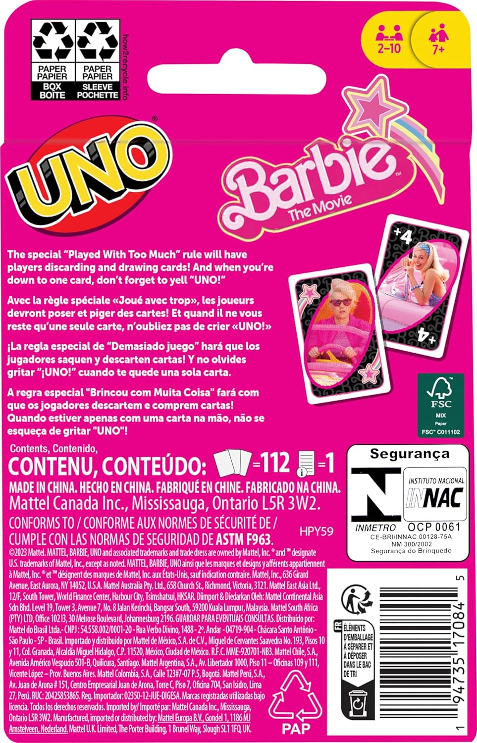 UNO Kartenspiel - Barbie The Movie HPY59