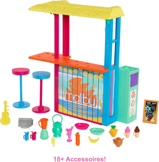 Barbie Loves the Ocean Strandhütten - GYG23 - Spielset mit mehr als 18 Zubehörteilen
