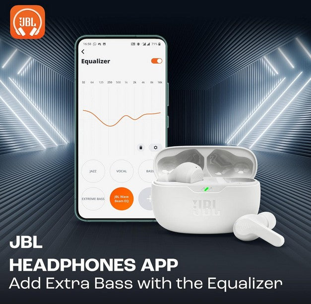 JBL Wave Beam Weiß – True Wireless In-Ear-Kopfhörer mit Deep Bass & 32 h Akkulaufzeit