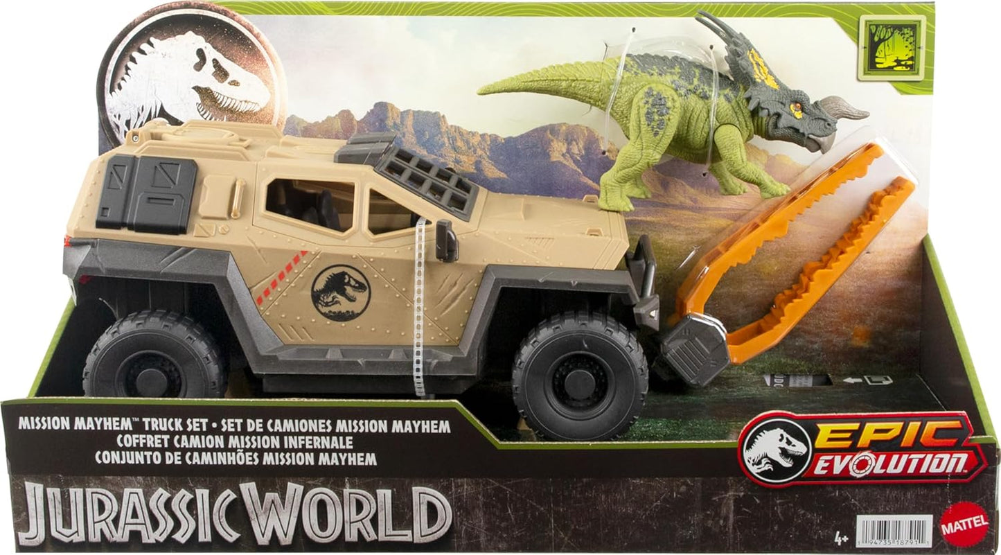 Jurassic World Truck mit Dinosaurier & Fangklaue – Dino-Actionfahrzeug inkl. Einiosaurus