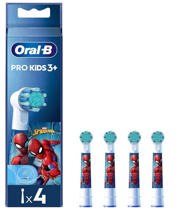 Oral-B Pro Kids Aufsteckbürsten Spiderman – 4 Stück für elektrische Zahnbürsten, sanfte Reinigung für Kinder