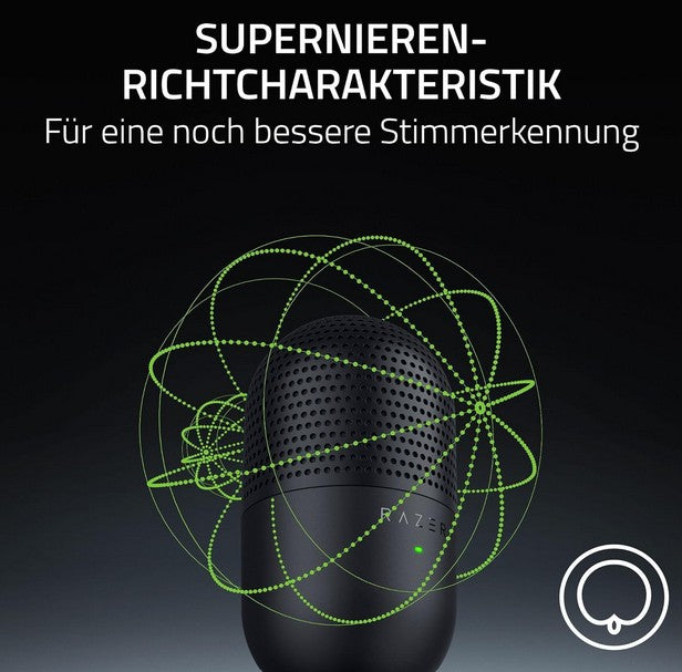 Razer Seiren Mini USB Kondensator Mikrofon – Kompaktes Streaming- & Gaming-Mikrofon mit Supernieren-Charakteristik, Schwarz